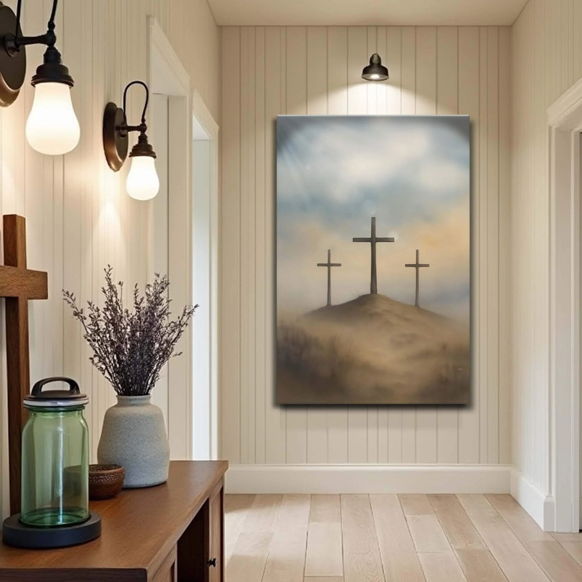 Three Crosses on Calvary Faith Wall Art II - Image 3