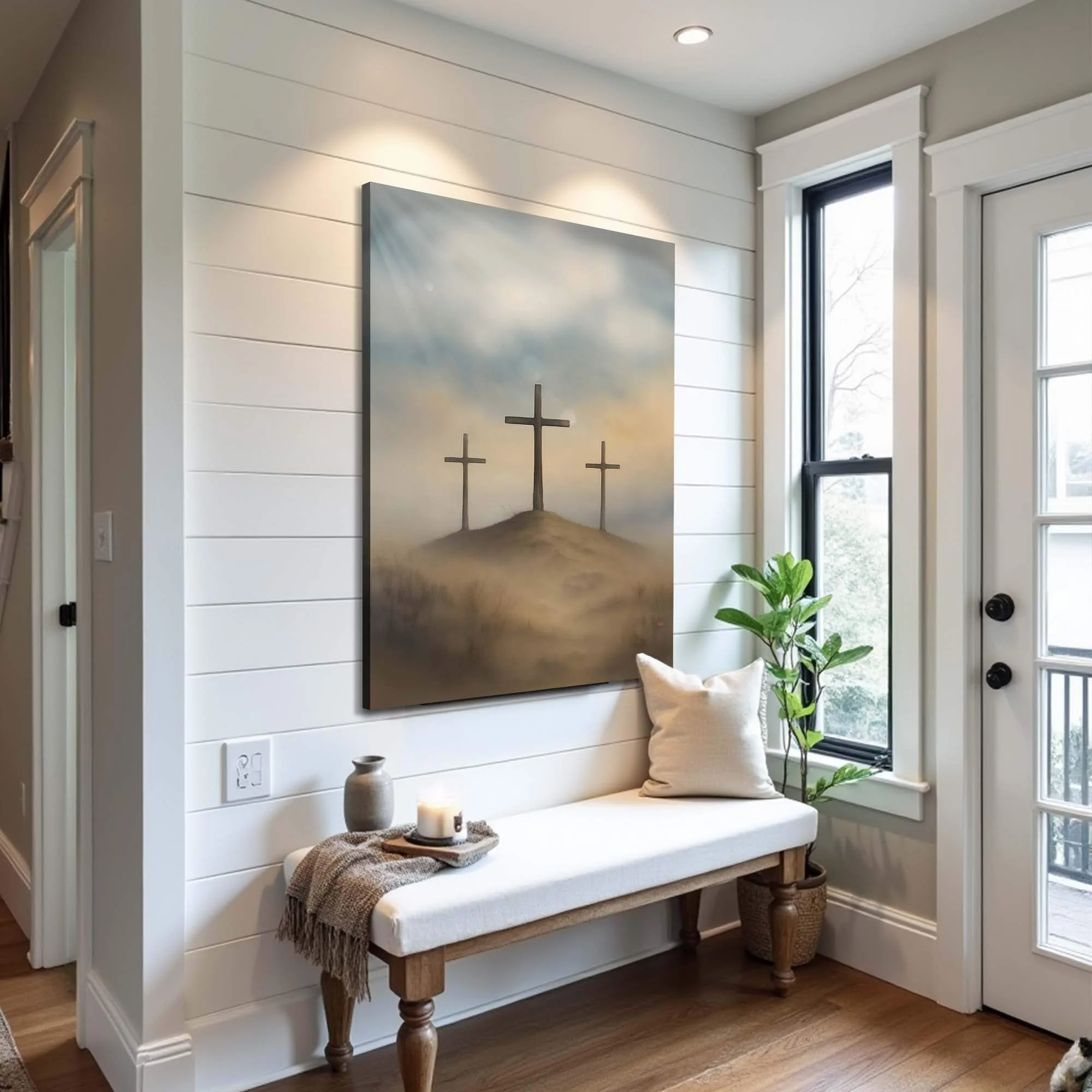 Three Crosses on Calvary Faith Wall Art II - Image 4
