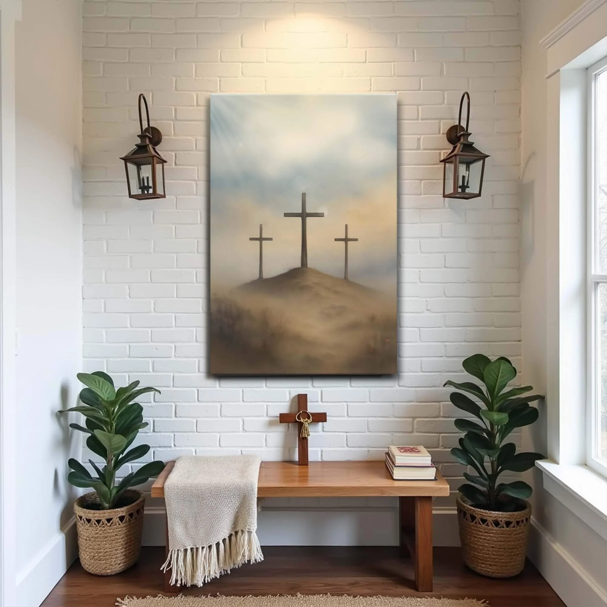 Three Crosses on Calvary Faith Wall Art II - Image 5