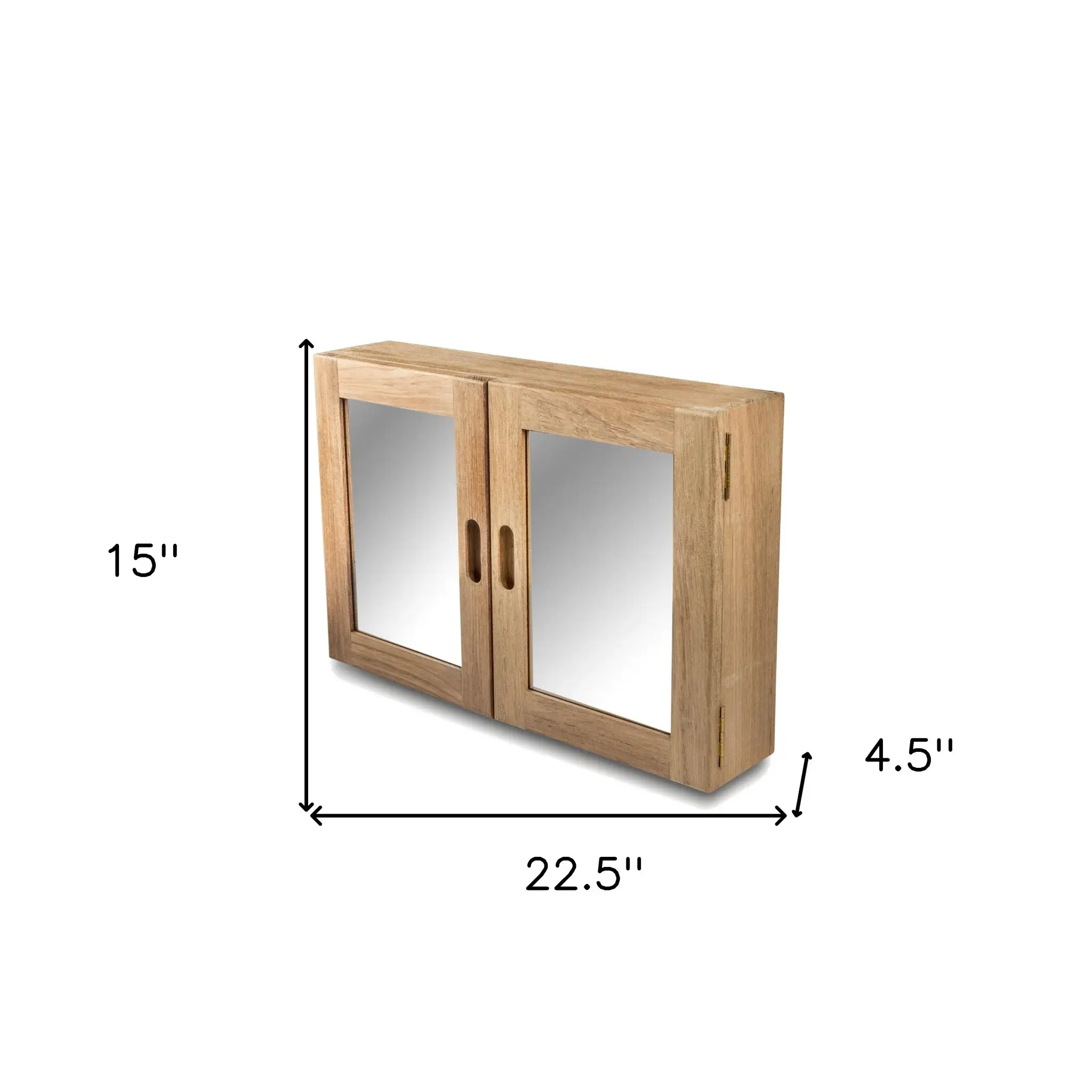 Traditional Solid Teak Double Door Mirrored Medicine Cabinet - Image 7