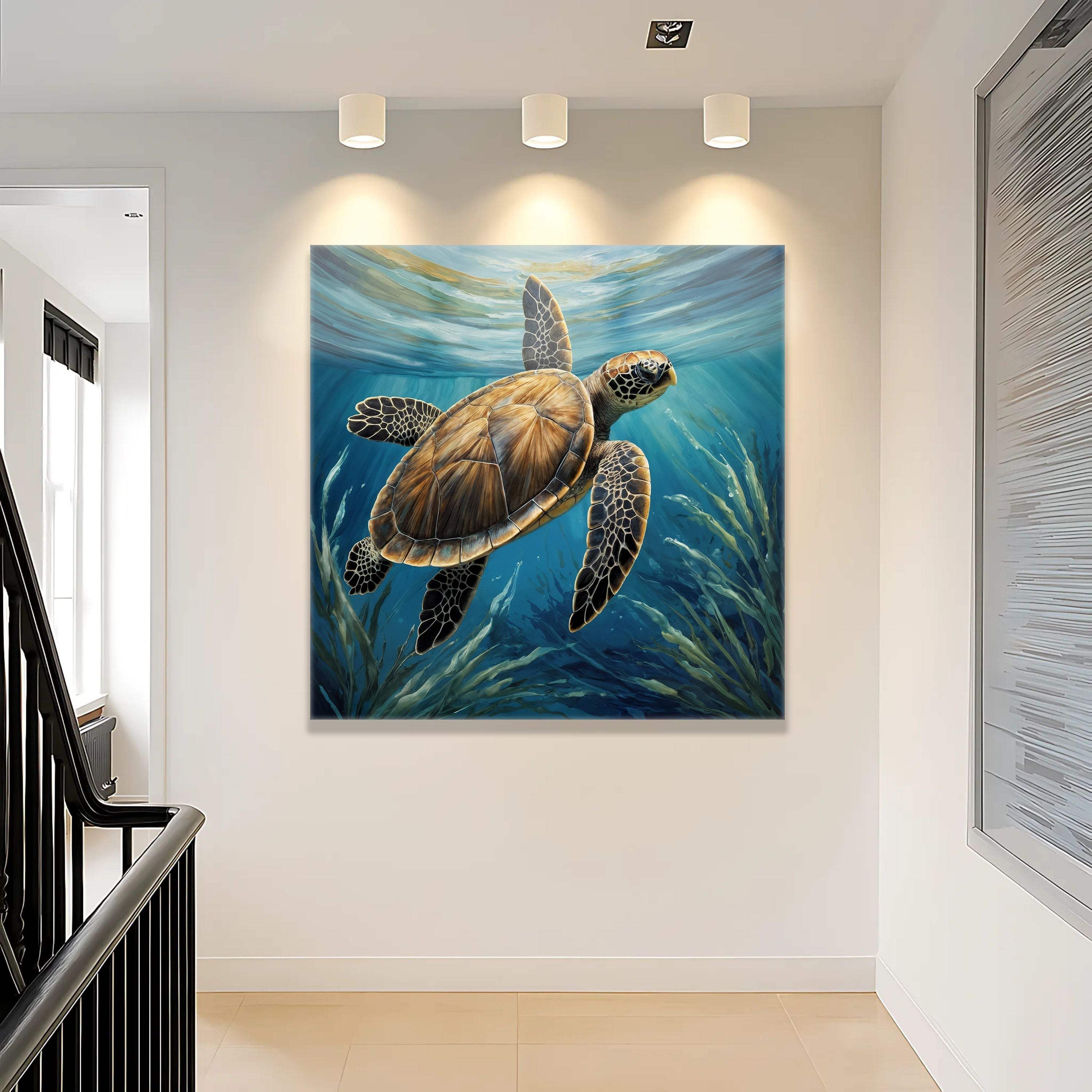 Turtle In Seagrass Coastal Wall Art - Image 5