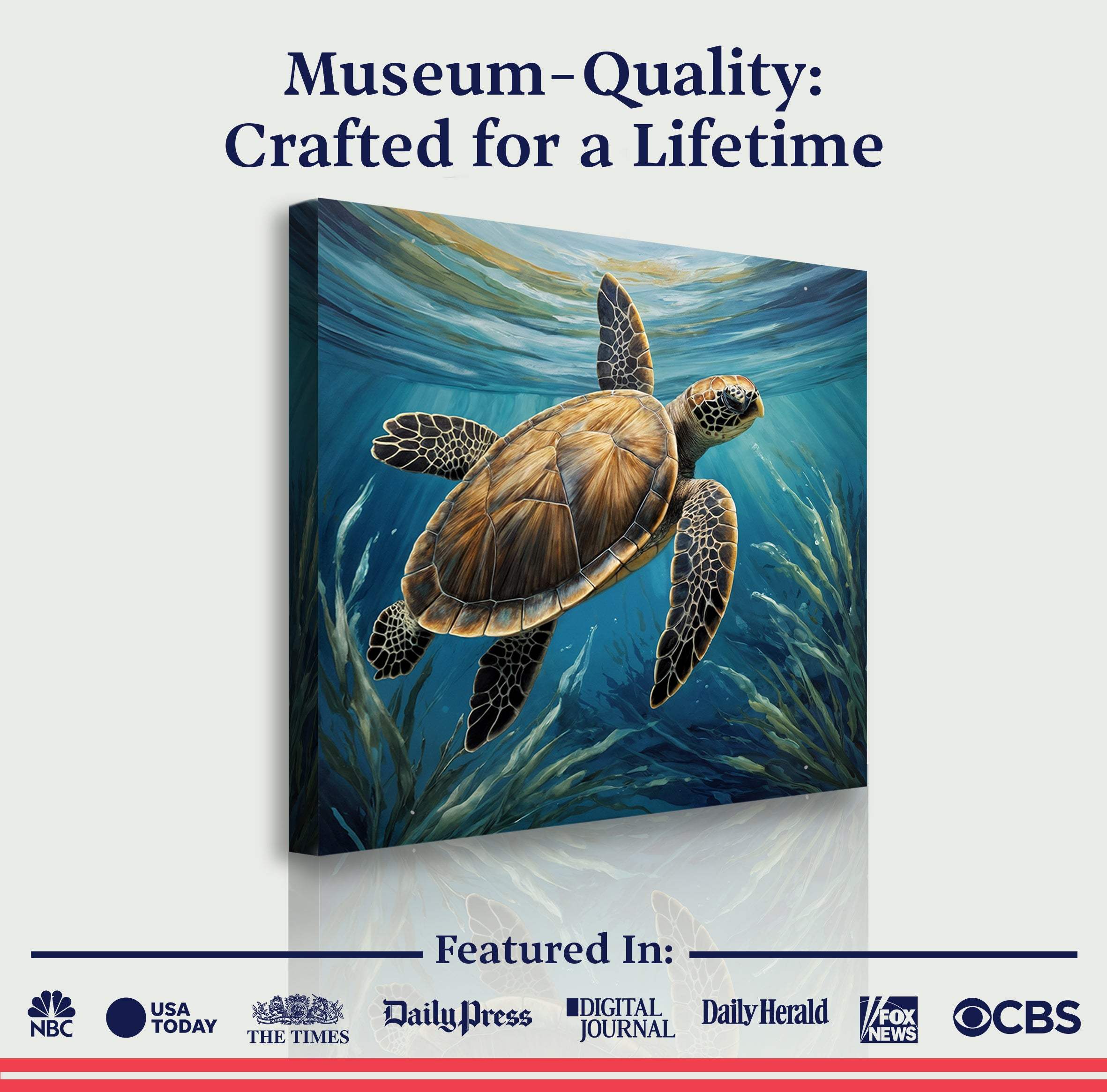 Turtle In Seagrass Coastal Wall Art - Image 6