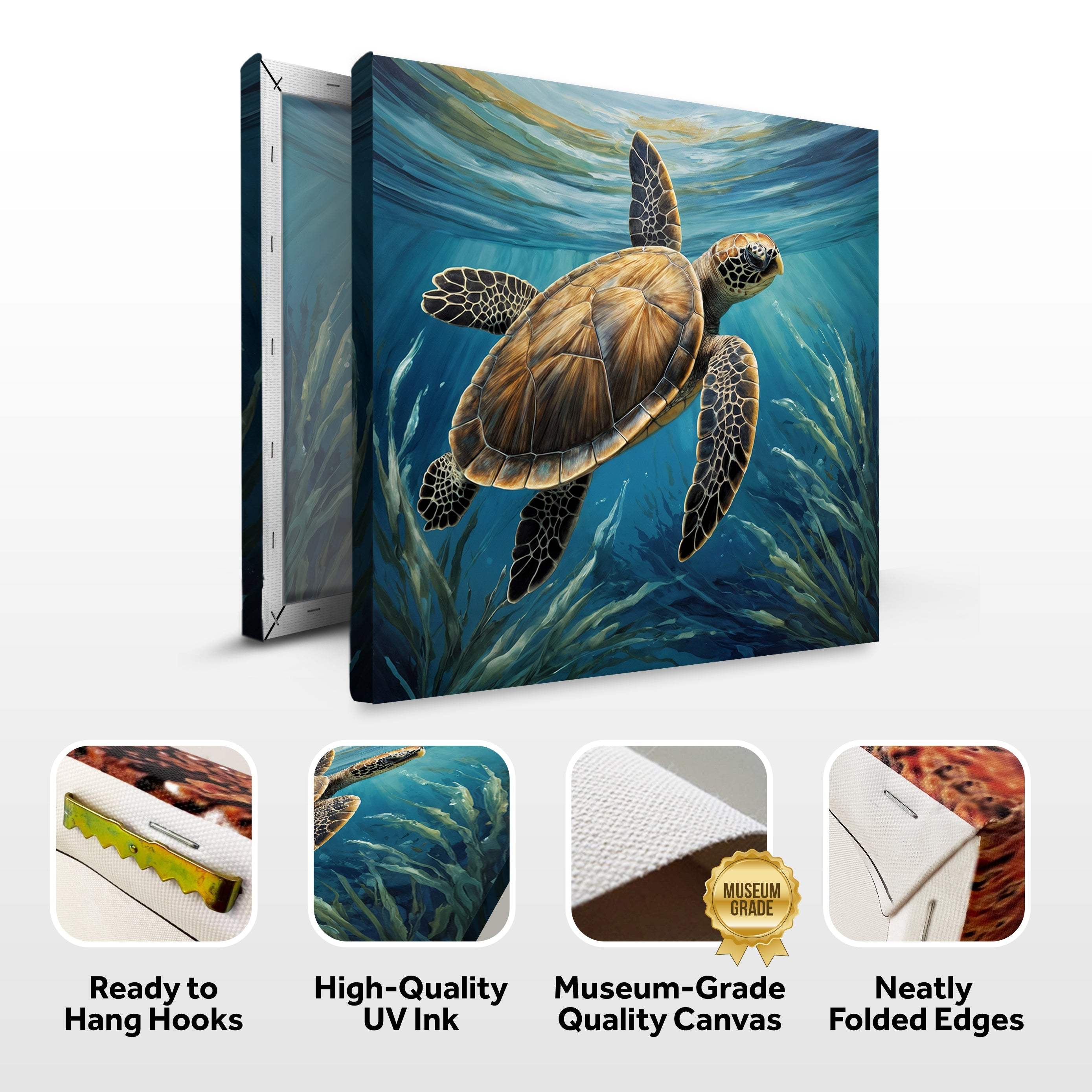 Turtle In Seagrass Coastal Wall Art - Image 8