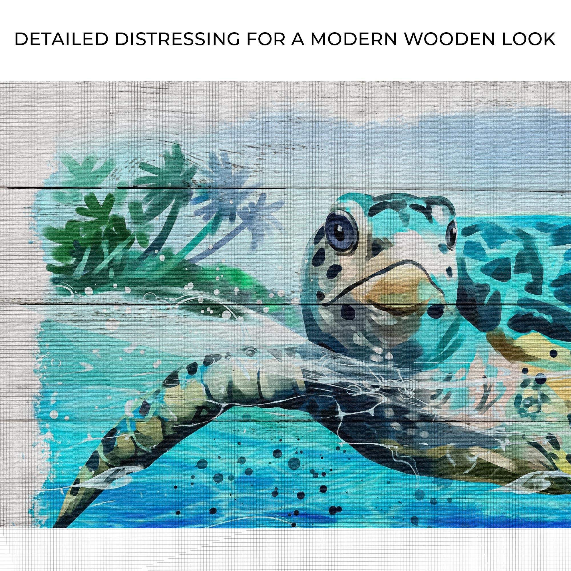 Turtle Oasis Watercolor Canvas Wall Art - Image 4
