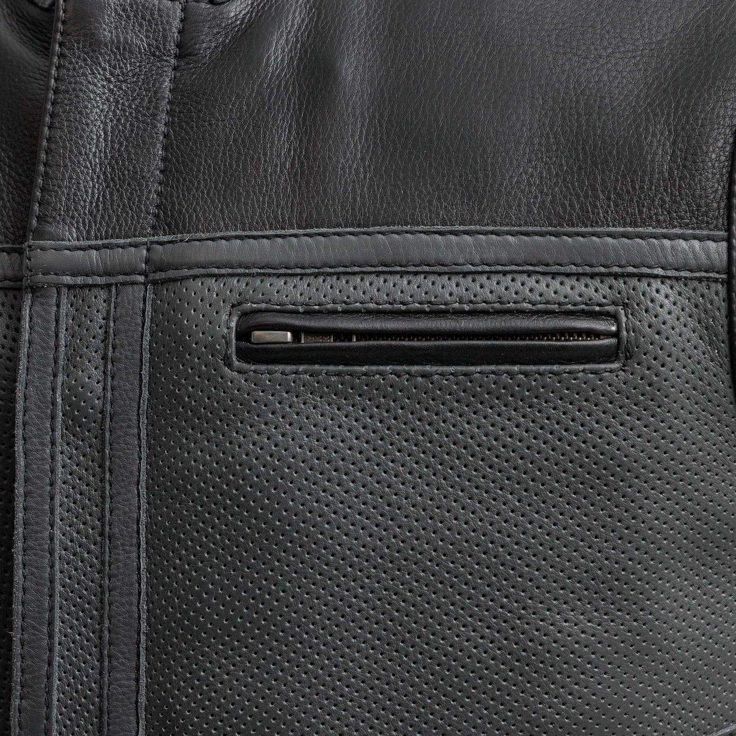 Two Tone Lowrider Perforated Men's Leather Vest - Image 4