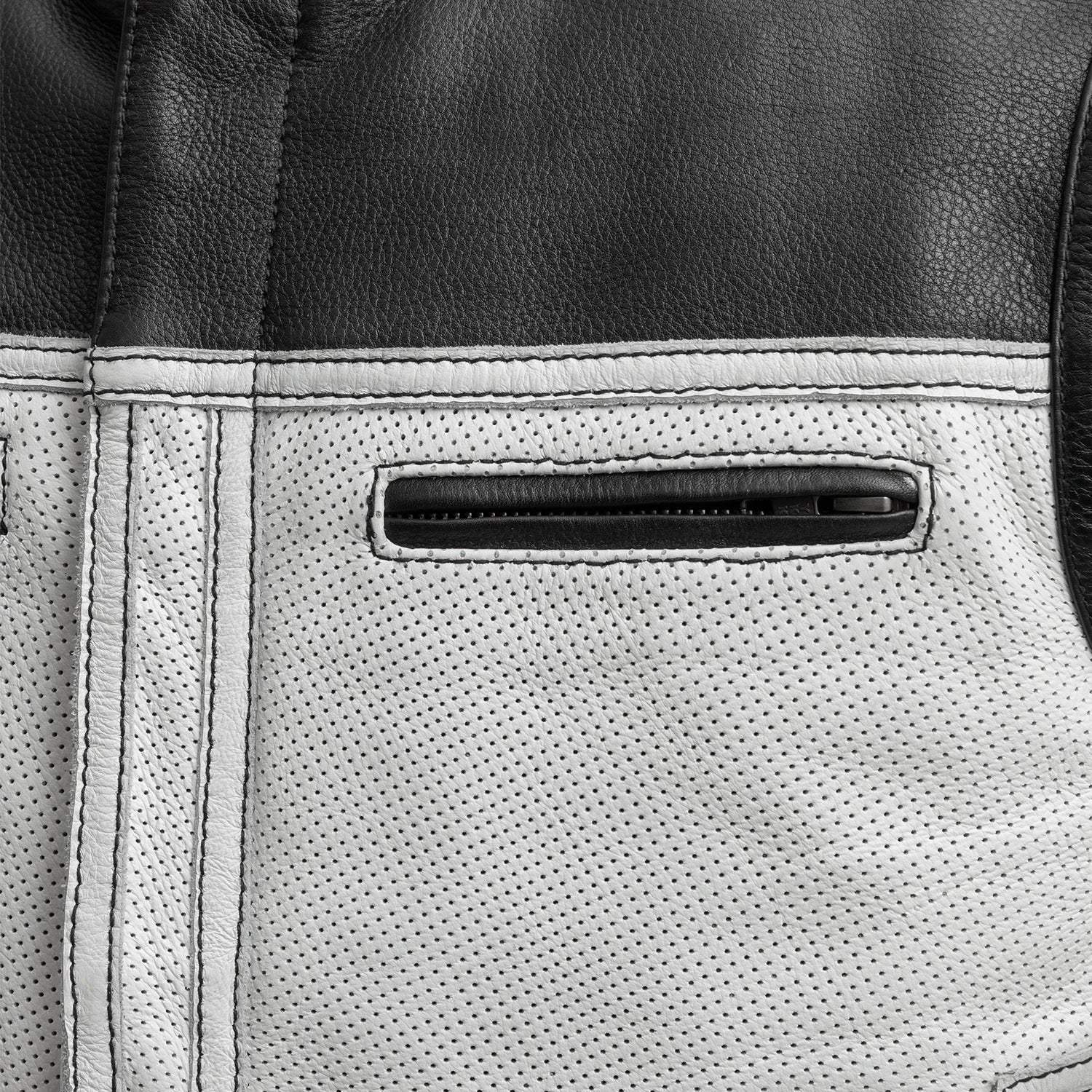 Two Tone Lowrider Perforated Men's Leather Vest - Image 8