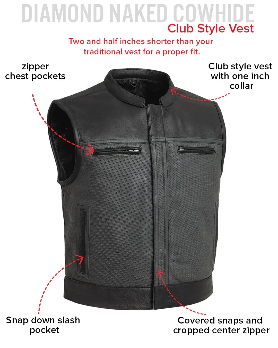 Two Tone Lowrider Perforated Men's Leather Vest - Image 9
