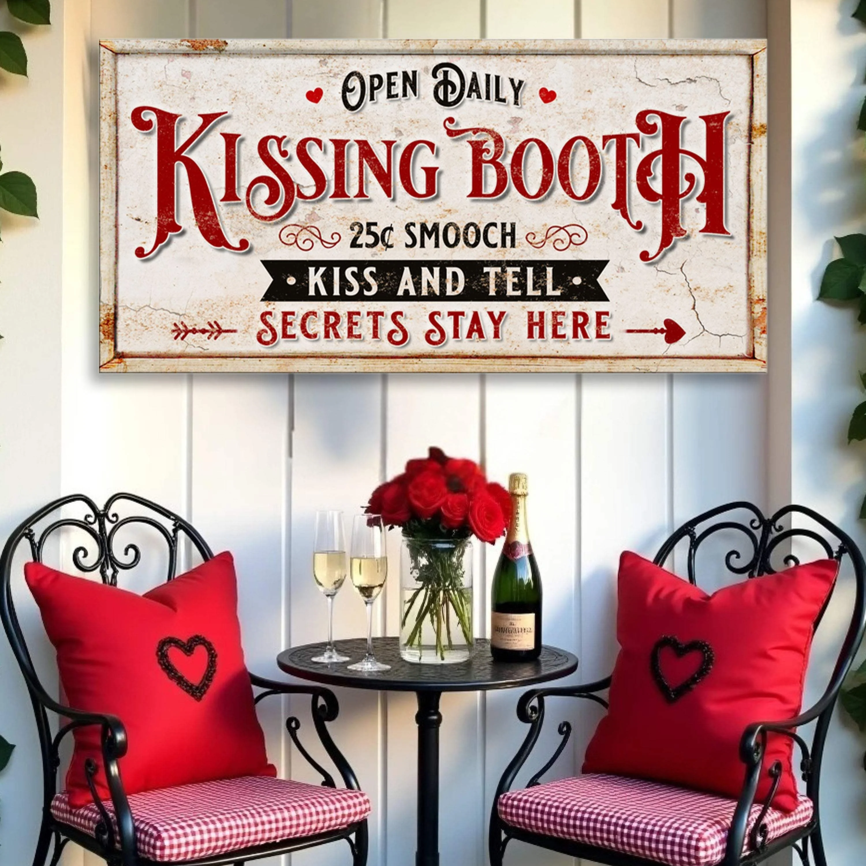 Vintage Rustic Kissing Booth Sign IV - Image 3