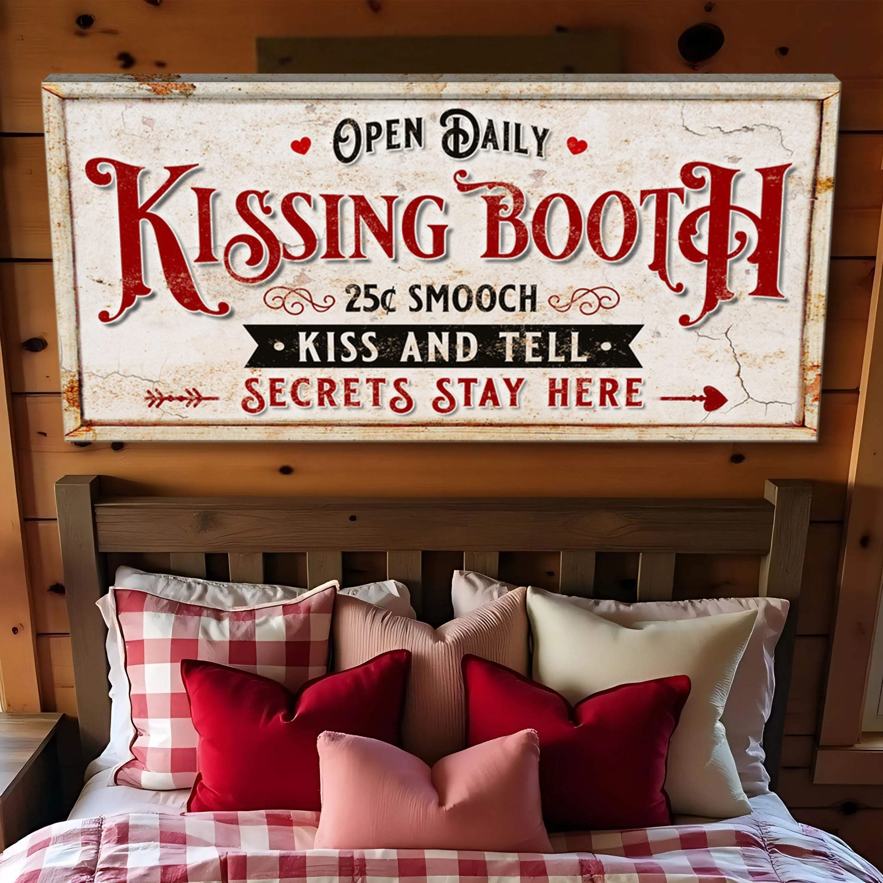 Vintage Rustic Kissing Booth Sign IV - Image 4