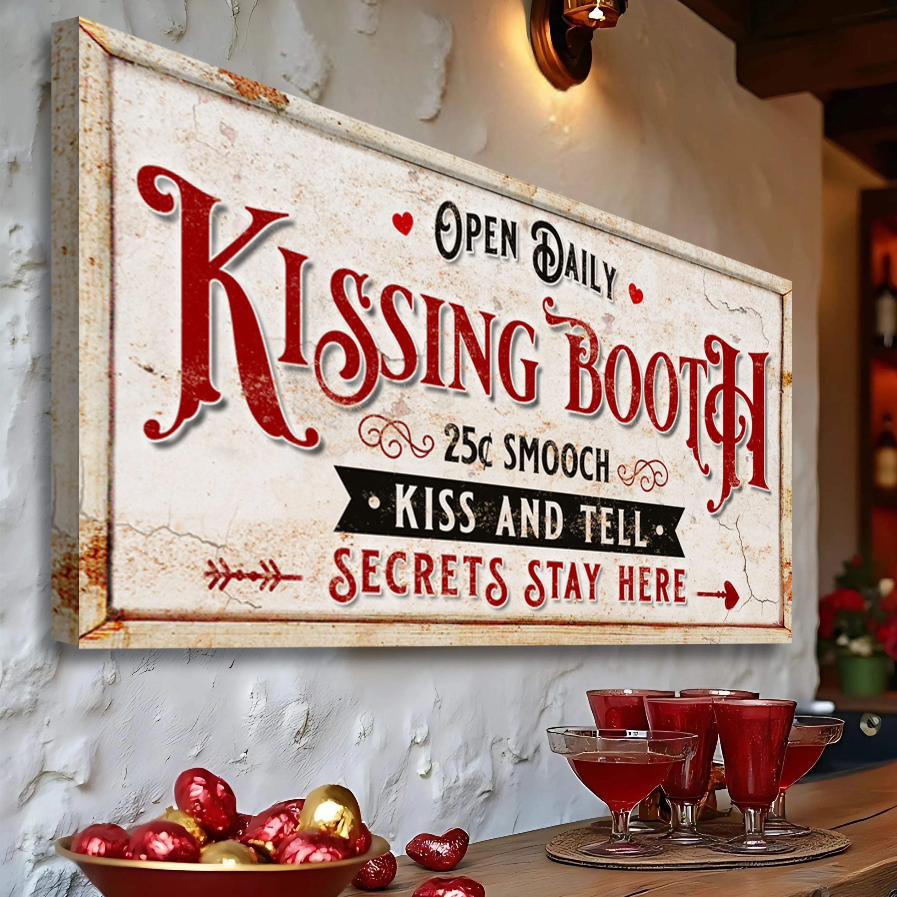 Vintage Rustic Kissing Booth Sign IV - Image 5