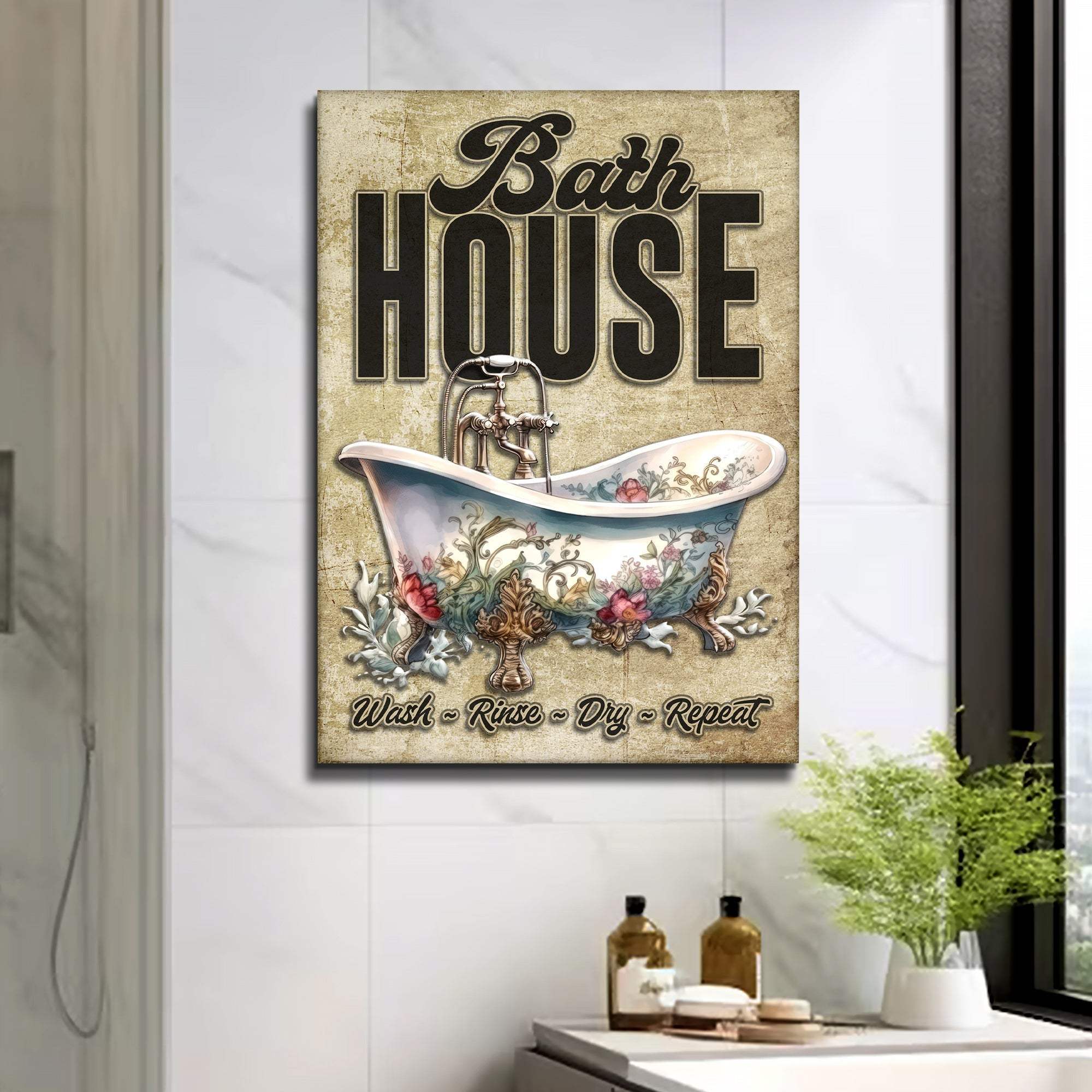 Wash Rinse Dry Repeat Bath House Sign - Image 2