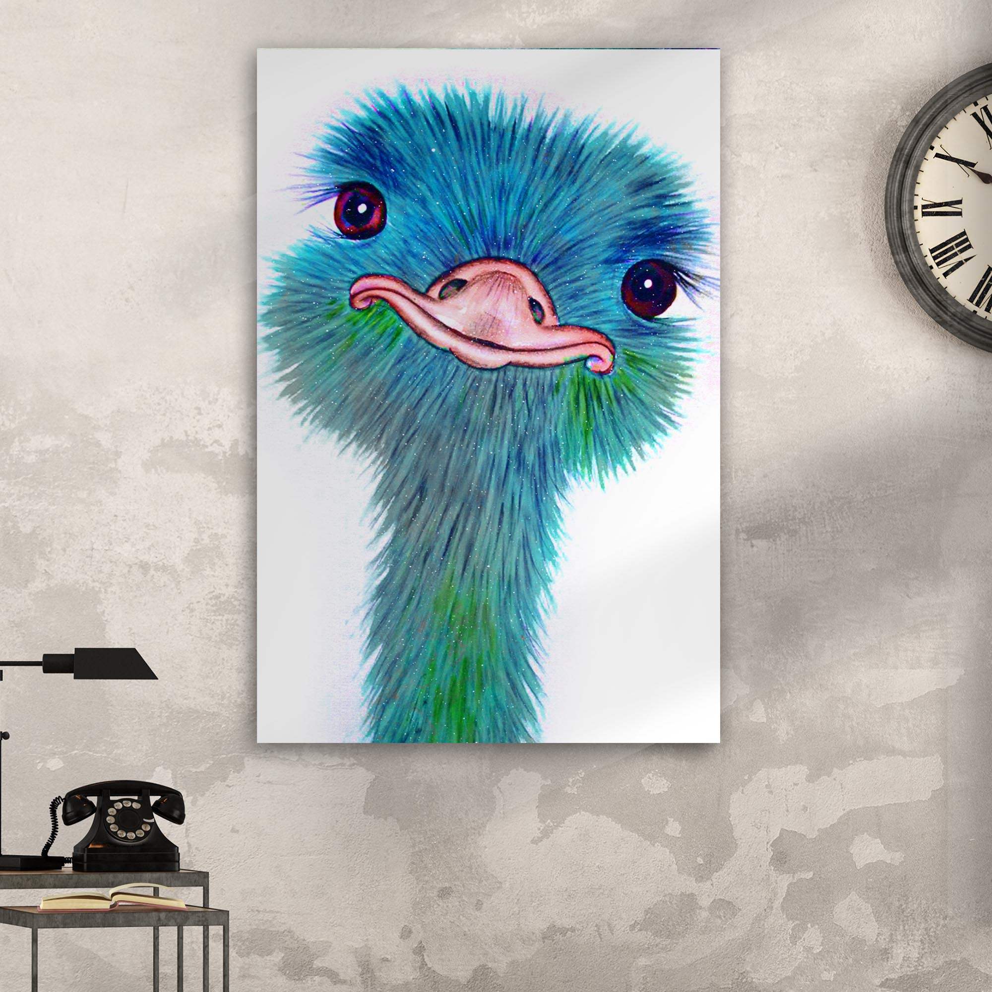 Watercolor Ostrich Canvas Wall Art - Image 2