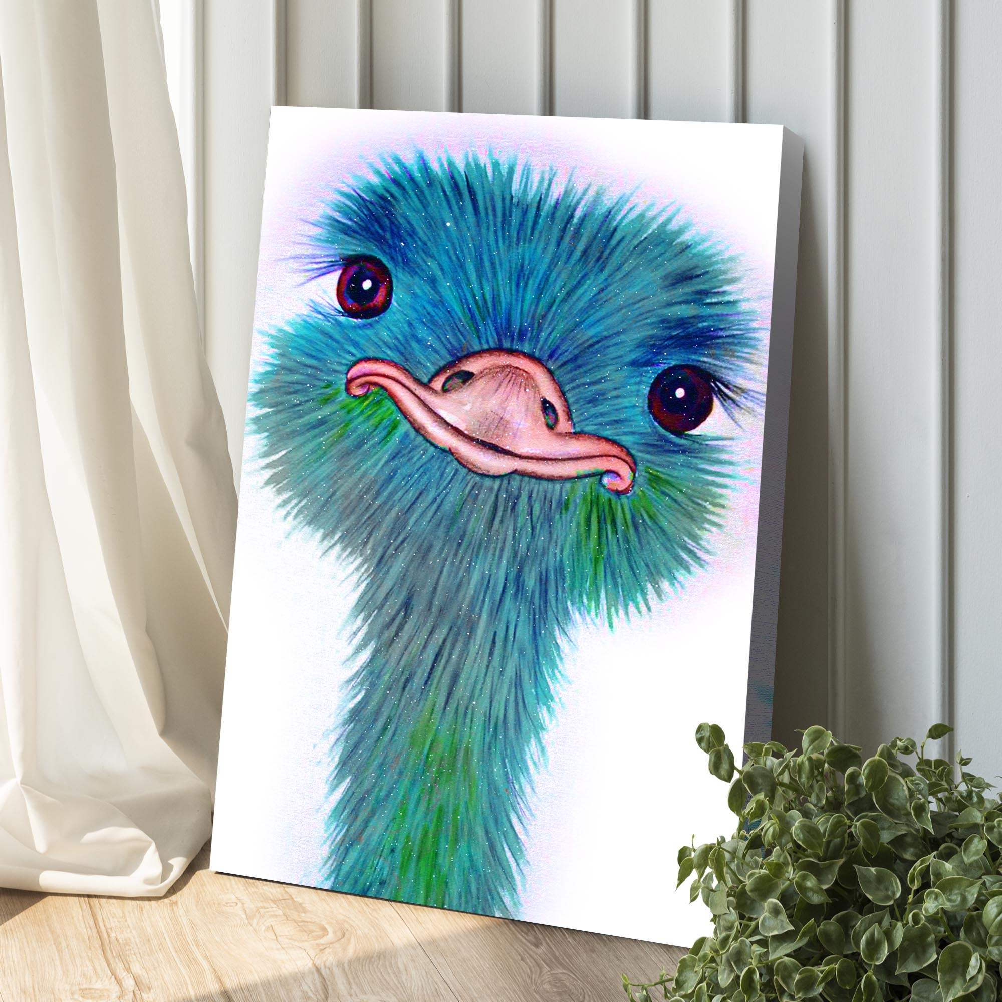 Watercolor Ostrich Canvas Wall Art - Image 3