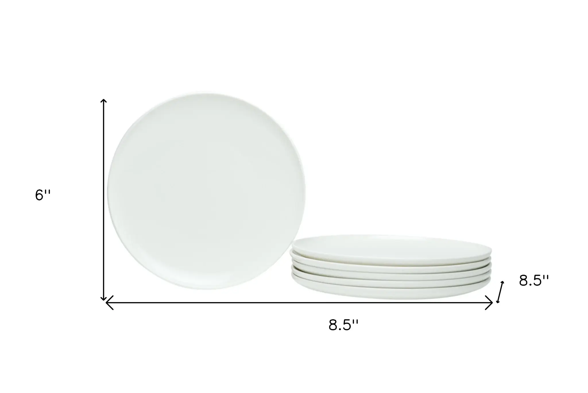 White Six Piece Porcelain Service For Six Salad Plate Set - Image 8