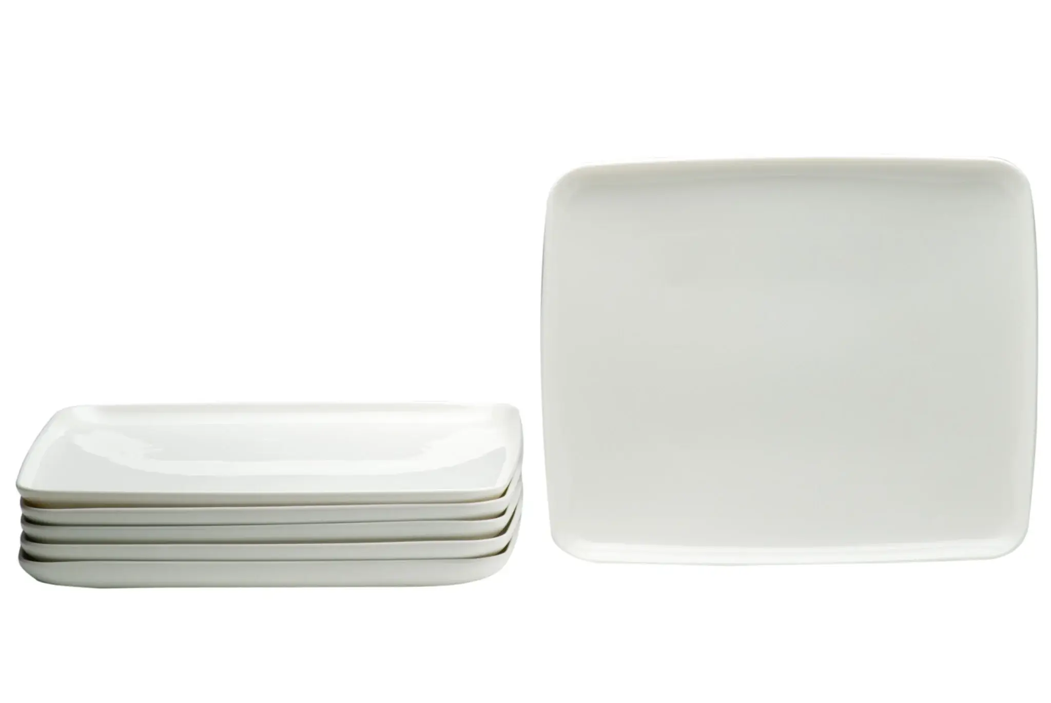 White Six Piece Rectangle Porcelain Service For Six Dinner Plate Set - Image 3