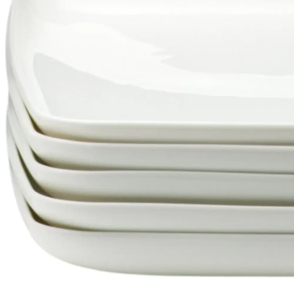 White Six Piece Rectangle Porcelain Service For Six Dinner Plate Set - Image 6