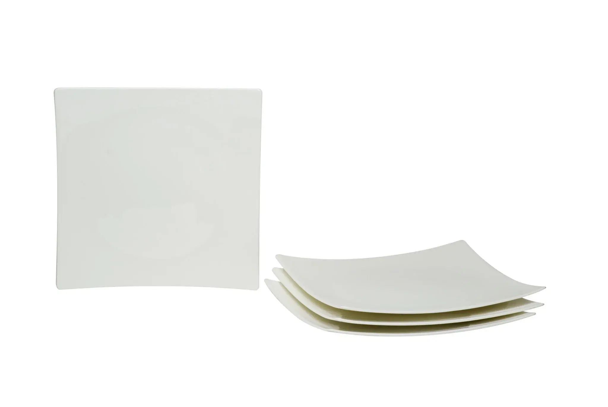 White Six Piece Square Bone China Service For Six Salad Plate Set - Image 4